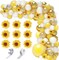 18Inch Sunflower Yellow Gold White Balloons Balloon Garland Arch Kit, Sunflower Bee Theme Birthday Baby Shower Wedding Party Decorations for Girl Boy